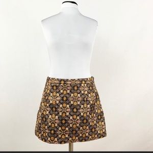 Black Metallic Mini Skirt with Back Zipper Large